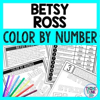 Betsy Ross Color by Number - Close Reading & Text Marking - American Flag