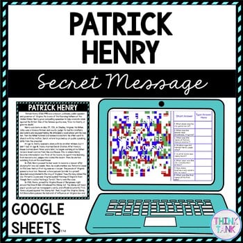 Patrick Henry Secret Message Activity for Google Sheets™ - US History