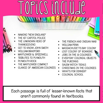Colonial America Article of the Day -Bellringers -Reading Comprehension Passages - Image 4