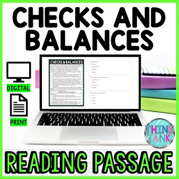 Checks and Balances DIGITAL Reading Passage & Questions Self Grading
