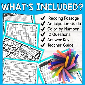 Checks and Balances Color by Number, Reading Passage and Text Marking - Image 2