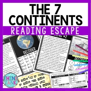 Continents Reading Comprehension and Puzzle Escape Room - World Geography