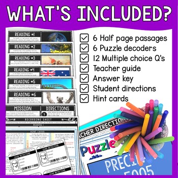Australia Reading Comprehension and Puzzle Escape Room - Continents - Geography - Image 3