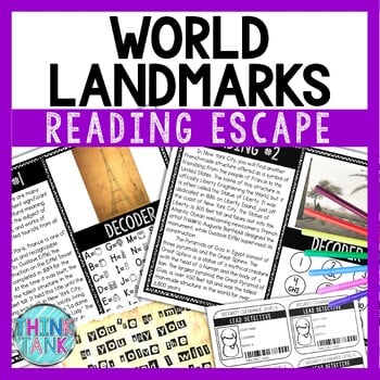 World Landmarks Reading Comprehension and Puzzle Escape Room - Geography