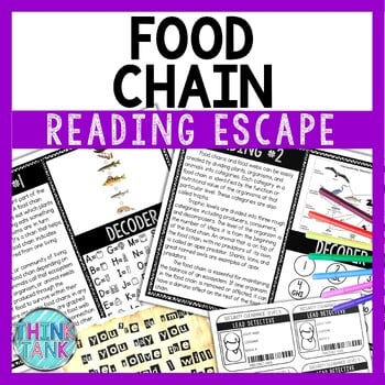 Food Chain Reading Comprehension and Puzzle Escape Room