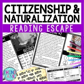 Citizenship and Naturalization Reading Comprehension and Puzzle Escape Room