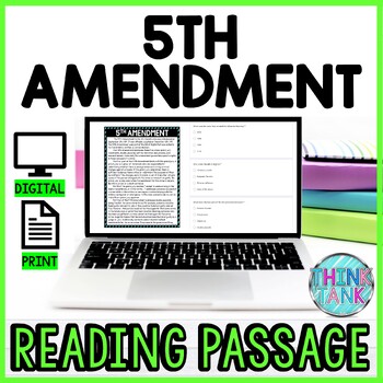 5th Amendment DIGITAL Reading Passage & Questions Self Grading