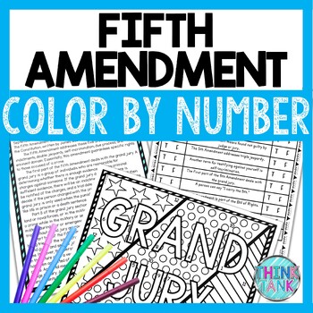5th Amendment Color by Number, Reading Passage and Text Marking