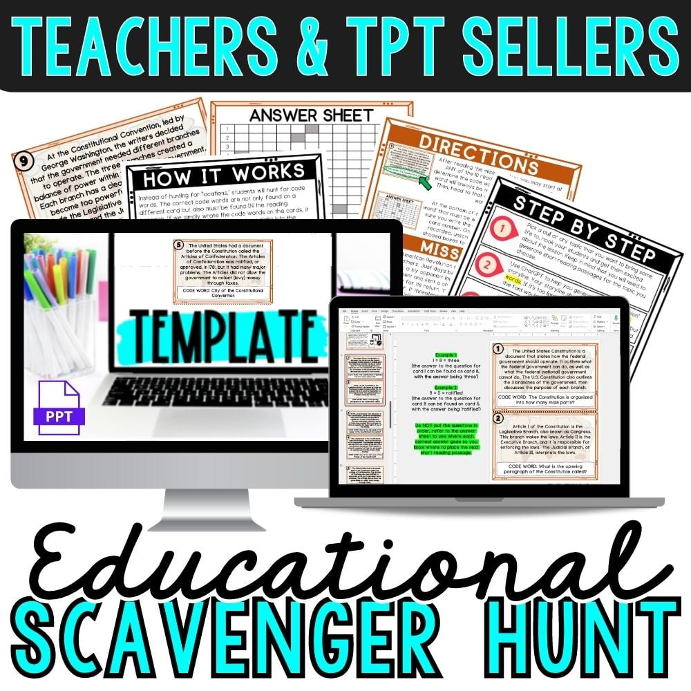Educational Scavenger Hunt for Teachers or TPT Sellers - ALL ACCESS PASS