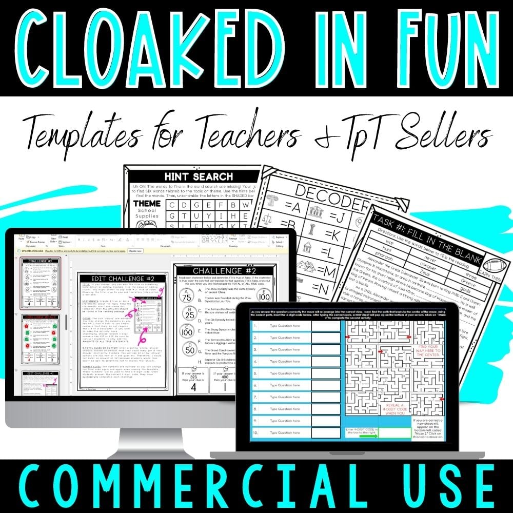 Classroom game templates for TPT sellers and teachers