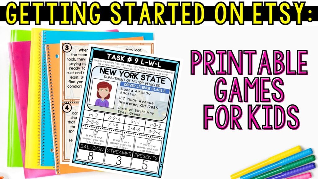 Getting Started on Etsy with Printable Games for Kids Free Workshop