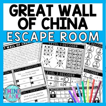 Great Wall of China Escape Room - Task Cards - Reading Comprehension