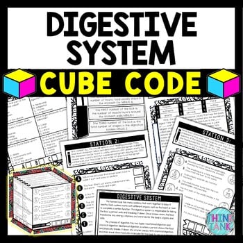 Digestive System Cube Stations - Reading Comprehension Activity - Human Body