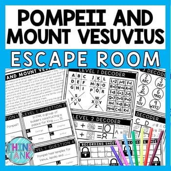 Pompeii and Mount Vesuvius Escape Room - Task Cards - Reading Comprehension