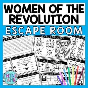 Women of the Revolutionary War Escape Room - Task Cards - Reading Comprehension