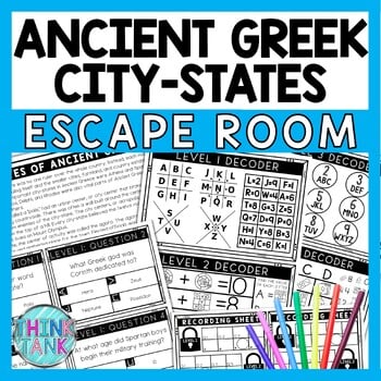 City-States of Ancient Greece Escape Room - Task Cards - Reading Comprehension