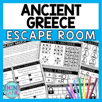 Ancient Greece Escape Room - Task Cards - Reading Comprehension