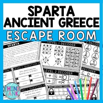 Sparta Escape Room - Task Cards - Reading Comprehension - Ancient Greece