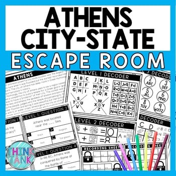 Athens Escape Room - Task Cards - Reading Comprehension - Ancient Greece