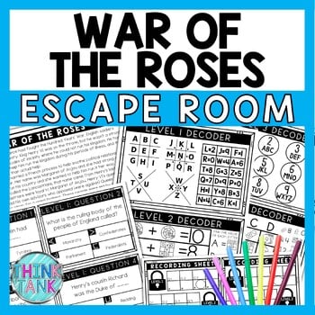 War of the Roses Escape Room - Task Cards - Reading Comprehension - Middle Ages