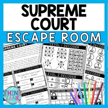 Supreme Court Escape Room - Task Cards - Reading Comprehension