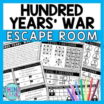 Hundred Years' War Escape Room - Task Cards - Reading Comprehension