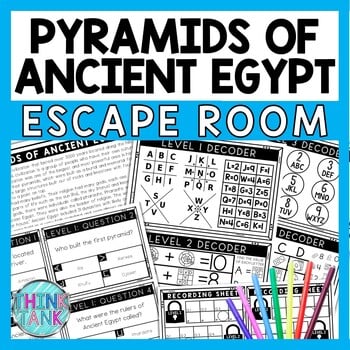 Pyramids of Ancient Egypt Escape Room - Task Cards - Reading Comprehension
