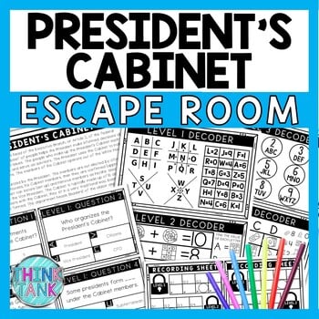 President's Cabinet Escape Room - Task Cards - Reading Comprehension