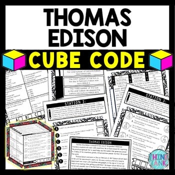 Thomas Edison Cube Stations - Reading Comprehension Activity - Inventor
