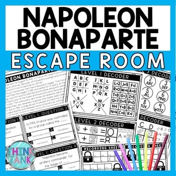 Napoleon Bonaparte Escape Room - Task Cards - Reading Comprehension