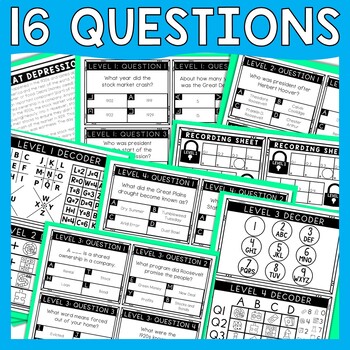 Great Depression Escape Room - Task Cards - Reading Comprehension - Image 3