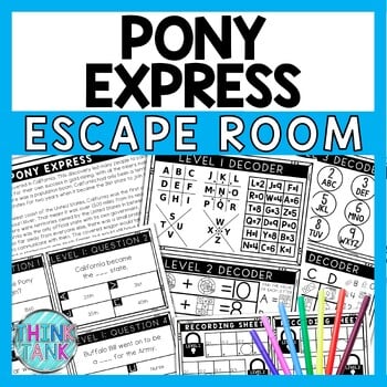 Pony Express Escape Room - Task Cards - Reading Comprehension