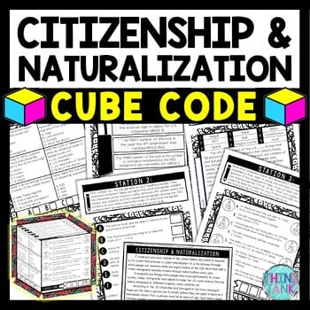 Citizenship and Naturalization Cube Stations - Reading Comprehension Activity
