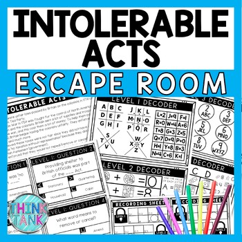 Intolerable Acts Escape Room - Task Cards - Reading Comprehension
