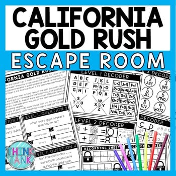 California Gold Rush Escape Room - Task Cards - Reading Comprehension