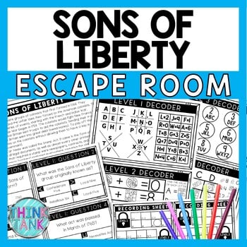 Sons of Liberty Escape Room - Task Cards - Reading Comprehension