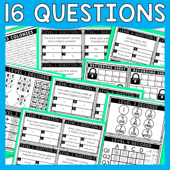 13 Colonies Escape Room - Task Cards - Reading Comprehension - Image 3