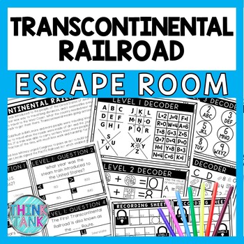Transcontinental Railroad Escape Room - Task Cards - Reading Comprehension