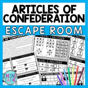 Articles of Confederation Escape Room - Task Cards - Reading Comprehension