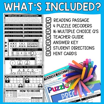 Articles of Confederation Escape Room - Task Cards - Reading Comprehension - Image 2