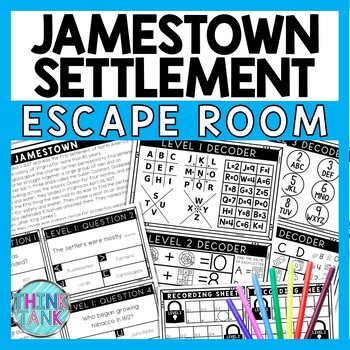 Jamestown Settlement Escape Room - Task Cards - Reading Comprehension