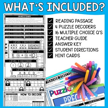 Jamestown Settlement Escape Room - Task Cards - Reading Comprehension - Image 2