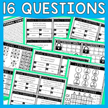 Constitutional Convention Escape Room - Task Cards - Reading Comprehension - Image 3