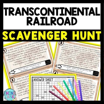 Transcontinental Railroad Scavenger Hunt Reading Comprehension Activity
