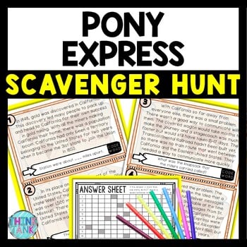 Pony Express Scavenger Hunt Reading Comprehension Activity