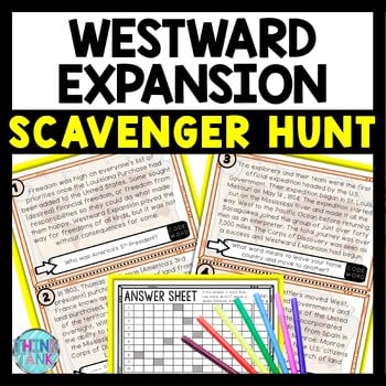 Westward Expansion Scavenger Hunt Reading Comprehension Activity