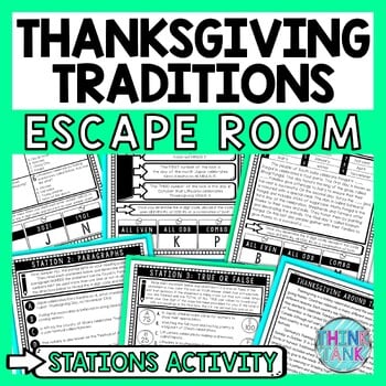 Thanksgiving Around the World Escape Room Stations - Reading Comprehension
