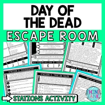 Day of the Dead Escape Room Stations - Reading Comprehension Activity