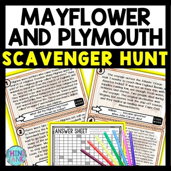 Mayflower and Plymouth Scavenger Hunt Reading Comprehension Activity