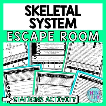 Skeletal System Escape Room Stations - Reading Comprehension Activity
